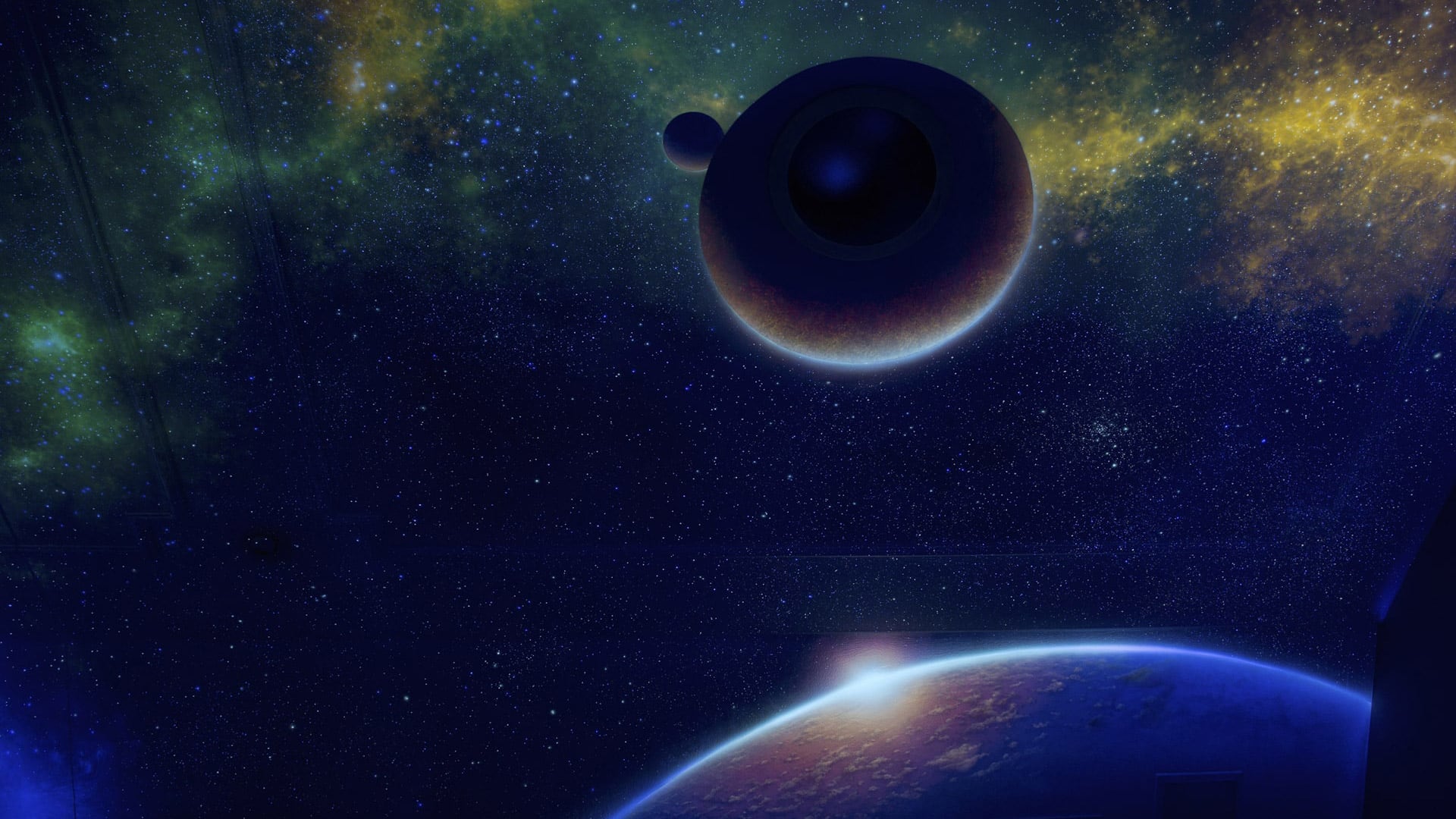 Outer Space Blue Sky Mural