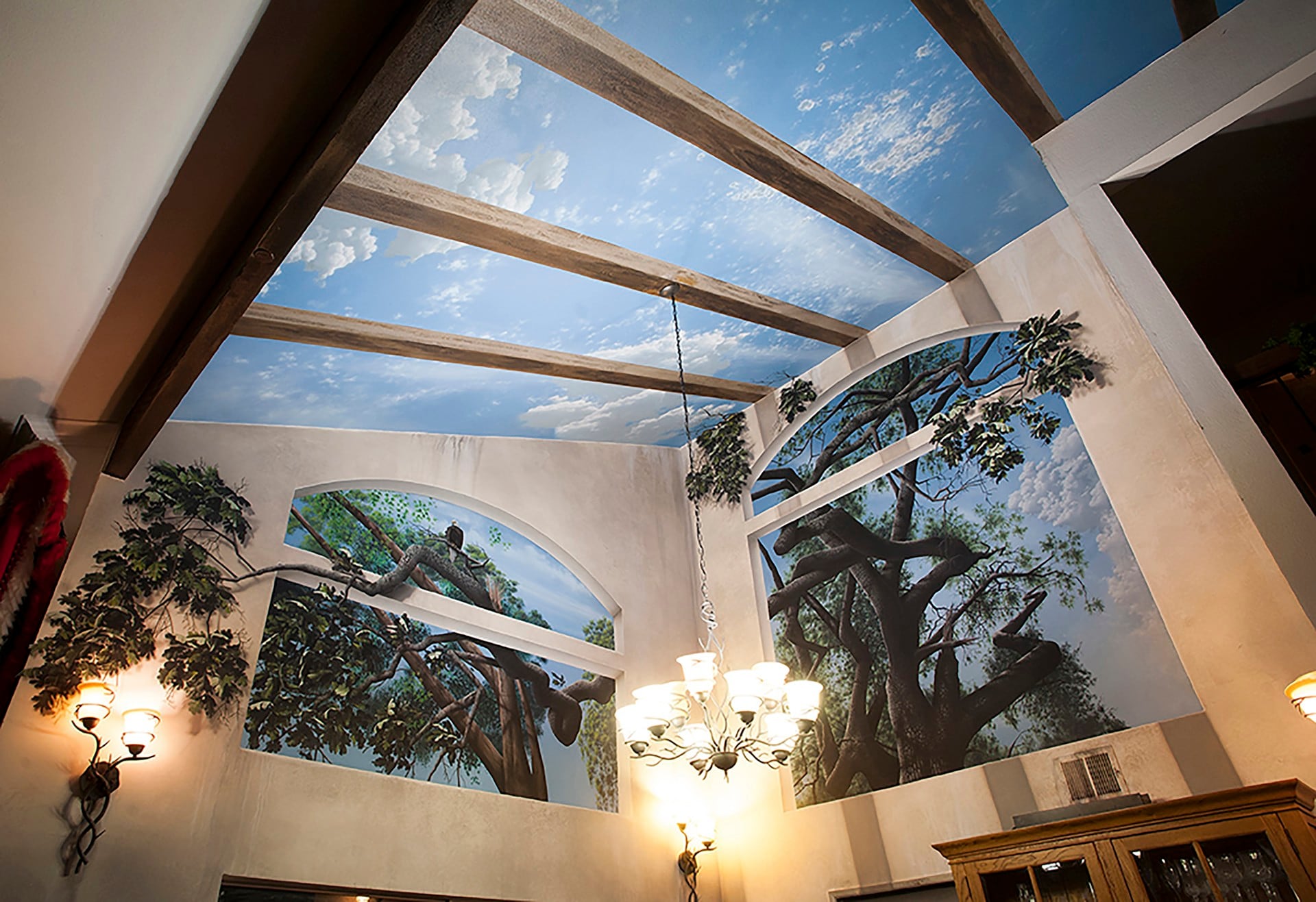 Mighty Oak Tree Black Light Mural (daylight)