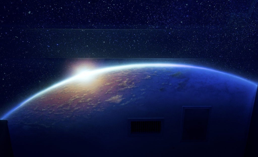 Outer Space Blue Sky Mural