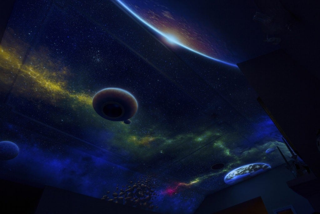 Outer Space Blue Sky Mural (black light)