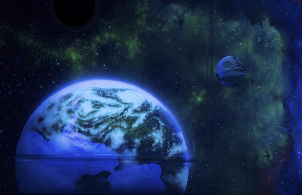 Outer Space Blue Sky Mural